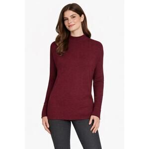 Matty M Mock Neck Top Women Small Burgundy Knit NWT